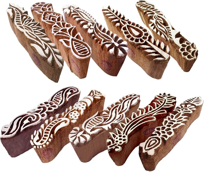 Royal Kraft Fabric Wooden Stamps Creative Border Pattern Printing Blocks by RoyalKraft