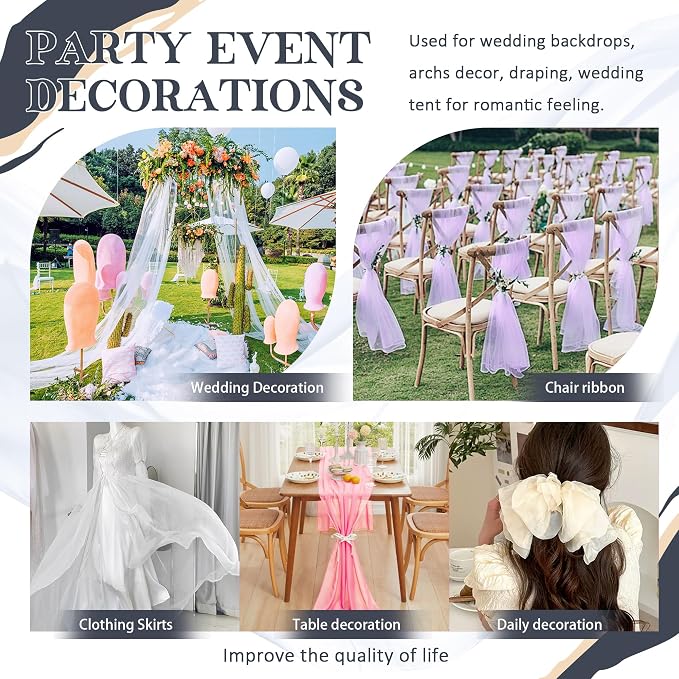 Horbaunal Dusty Blue Chiffon Fabric by The Yard, 1 Yard Continuous Sheer Fabric - Image 7