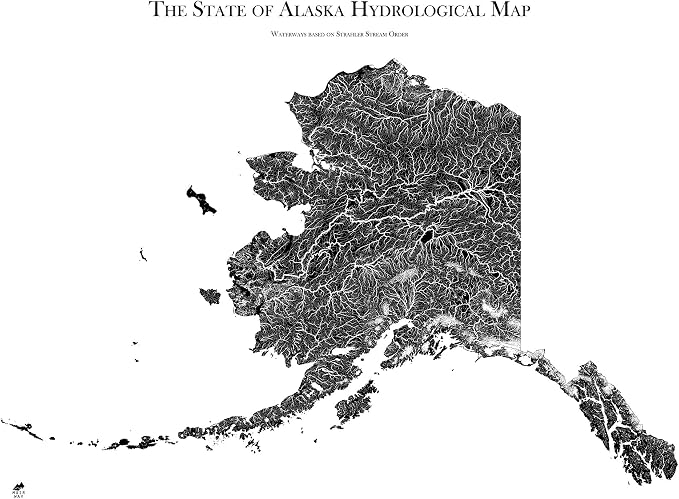 Muir Way Hydrological River Map of Alaska by MuirWay