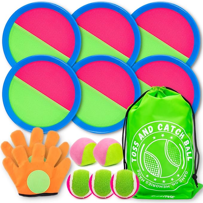 Toss and Catch Ball Set, Outdoor Games, Beach/Backyard/Lawn Games, Paddle Ball by Tulyra