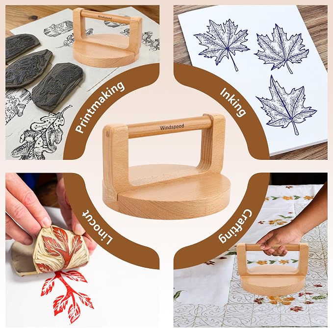 Windspeed Upgrade Wood Baren for Printmaking, 5.5 in Thicker Block Printing - Image 5