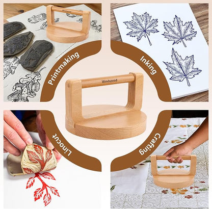 Windspeed Upgrade Wood Baren for Printmaking, 5.5 in Thicker Block Printing - Image 5