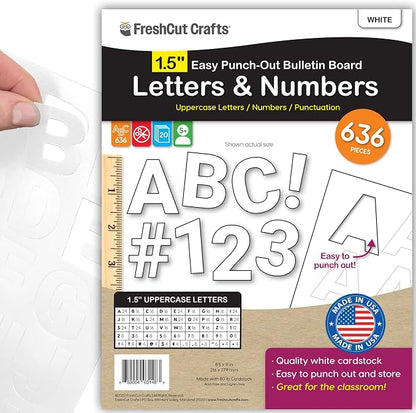 FreshCut Crafts 636 Pcs 1.5 in. White Bulletin Board Letters & Numbers by FreshCutCrafts