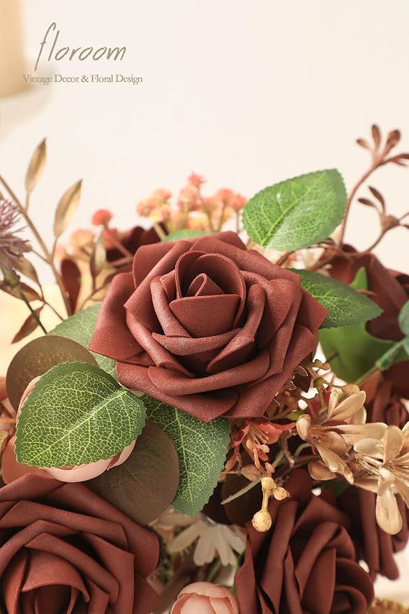 Floroom Artificial Flowers 25pcs Real Looking Terracotta Foam Fake Roses - Image 5
