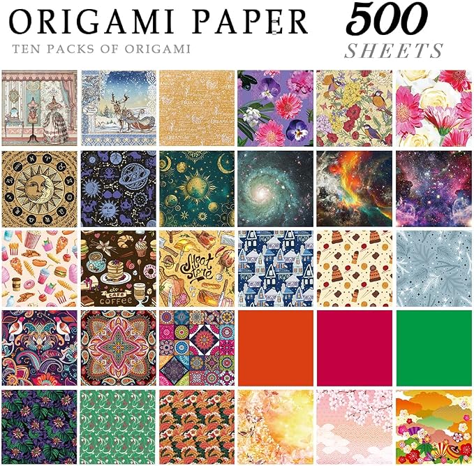 10 Different Packs Full Collection Origami Paper Kit 6 Inch Square Double Sided - Image 2