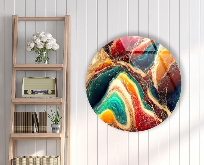 My Photostation.com 31.5'' Diameter Colorful Marble Swirl Round Wall Art - Image 6