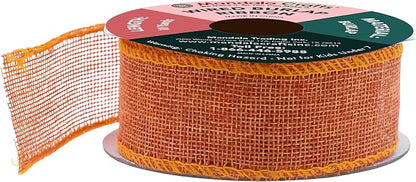 Mandala Crafts Orange Burlap Wired Ribbon 1.5 Inches Wide Jute Ribbons - Image 2