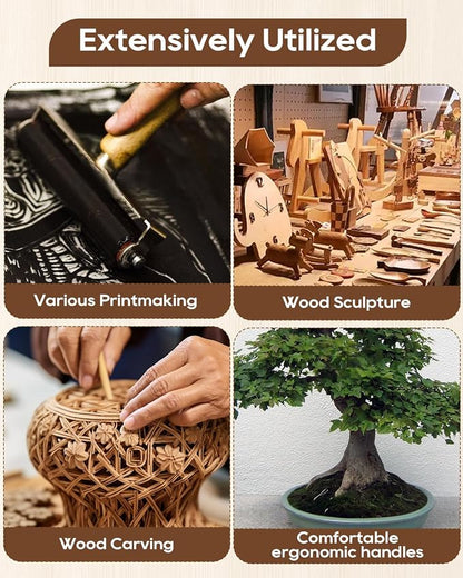 UCEC 12 Pack Linocut Wood Carving Tools Set Linoleum Hand Wood Carving Kit - Image 4