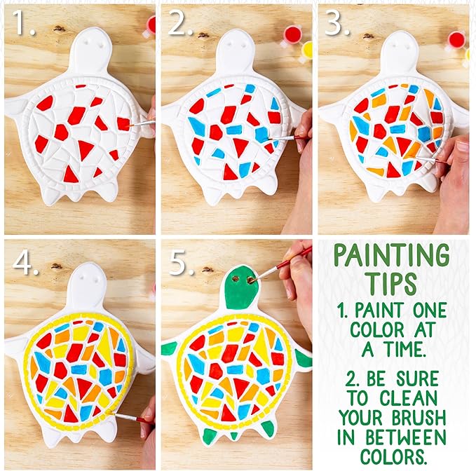 Creative Roots Mosaic Turtle DIY Stepping Stone Kit, Includes Ceramic Stone & 6 - Image 5