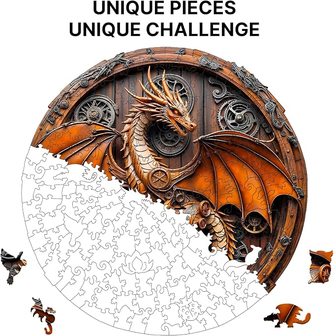 KAAYEE Wooden Puzzles for Adults, 3D Vision Mechanical Dragon Wooden Jigsaw - Image 3
