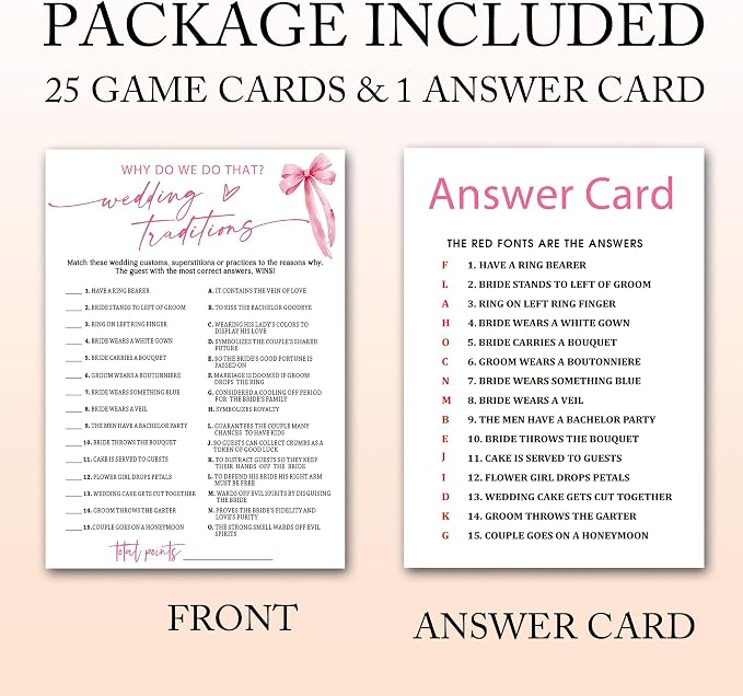Bridal Shower Games Cards, Wedding Traditions Why Do We Do That, 25 Cards - Image 3