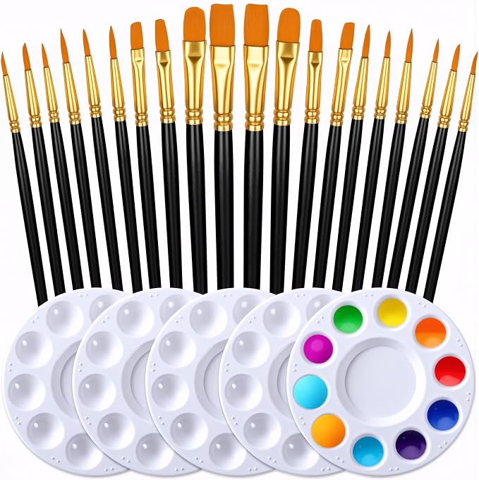 Halloween Paint Brushes Palettes Set by DUGATO, 2 Packs/20pcs Round Pointed Tip by DUGATO