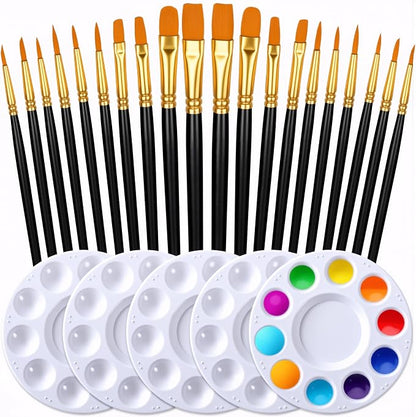 Halloween Paint Brushes Palettes Set by DUGATO, 2 Packs/20pcs Round Pointed Tip by DUGATO