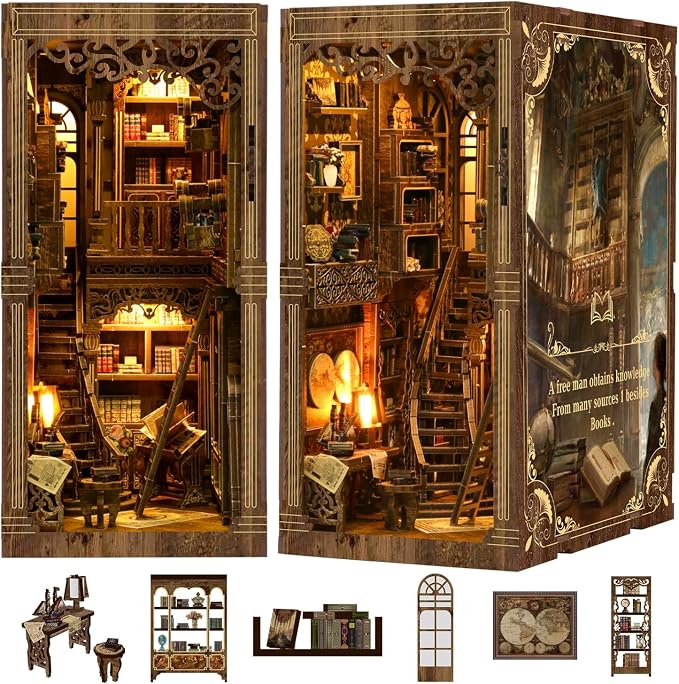 Book Nook Kits for Adult, DIY Miniature House Kit 3D Wooden Puzzles Miniature by KIBLAH