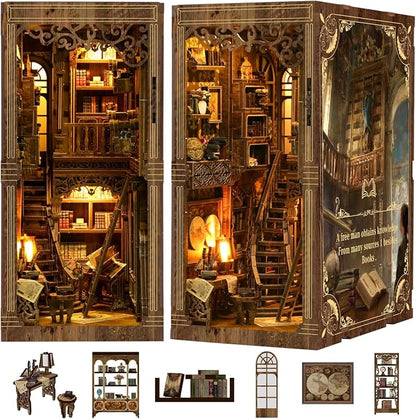 Book Nook Kits for Adult, DIY Miniature House Kit 3D Wooden Puzzles Miniature by KIBLAH