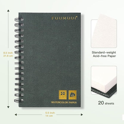 Watercolor Paper Pad, Fuumuui 5.5 * 8.5 inch 100% Cotton Paper, Spiral Bound - Image 7