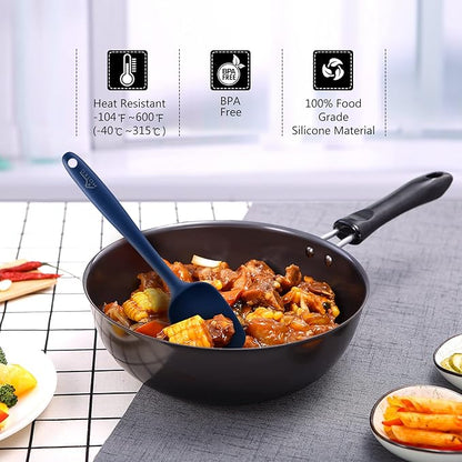 HOTEC 600℉ Heat Resistant BPA-Free Silicone Rubber Spatula Set, Kitchen Cooking - Image 4