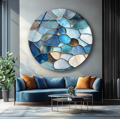 My Photostation.com 20'' Diameter Coastal Blue Stone Mosaic Round Glass Wall - Image 7