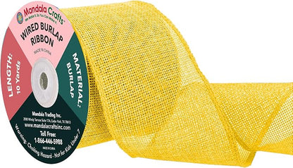 Mandala Crafts Yellow Burlap Wired Ribbon 3 Inches Wide Jute Ribbons by MandalaCrafts