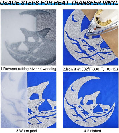 FUNKAKA Glitter Silver HTV Heat Transfer Vinyl Rolls - Image 4