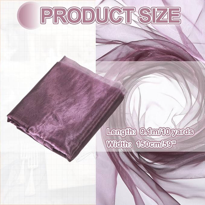 MECCANIXITY Iridescent Sheer Organza Fabric, 10 Yards x 59 Inches Solid - Image 2