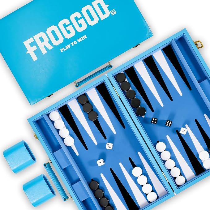 Froggod Travel Backgammon Sets for Adults – 15 Inch Premium Backgammon Set – PU by Froggod