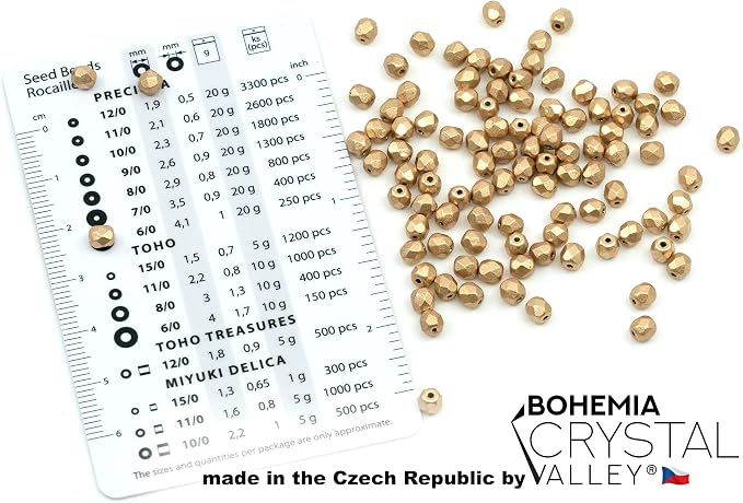 2.1oz Mix of Unique Czech Bohemia Glass Pressed Beads, Aztec Pale Gold Crystal - Image 6
