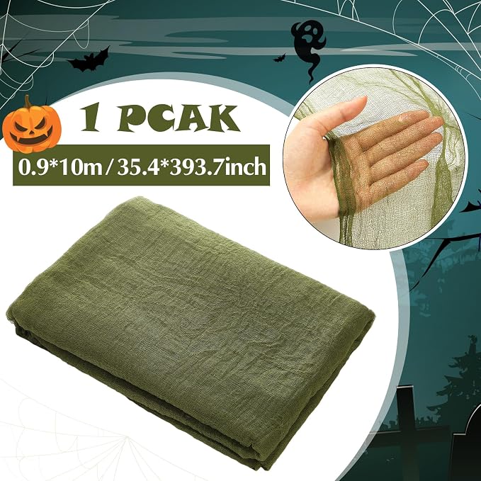 Boao Halloween Cheese cloth 35.43 x 393.7 Inch Military Green Cheesecloth Roll - Image 2