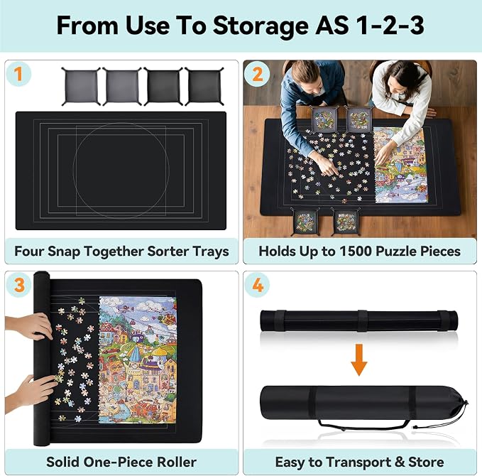 Puzzle Mat Roll Up with Drawstring Storage Bag, Portable Saver Pad 46” x 26” Up - Image 4