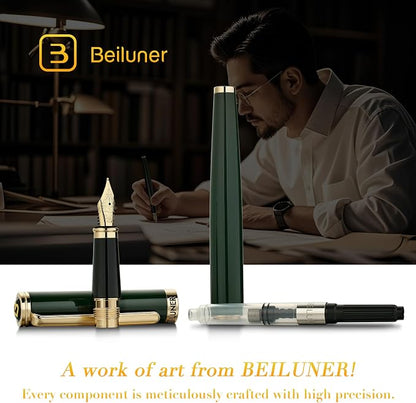 BEILUNER Racing Green Fountain Pen, Stunning Luxury Pens - Image 6