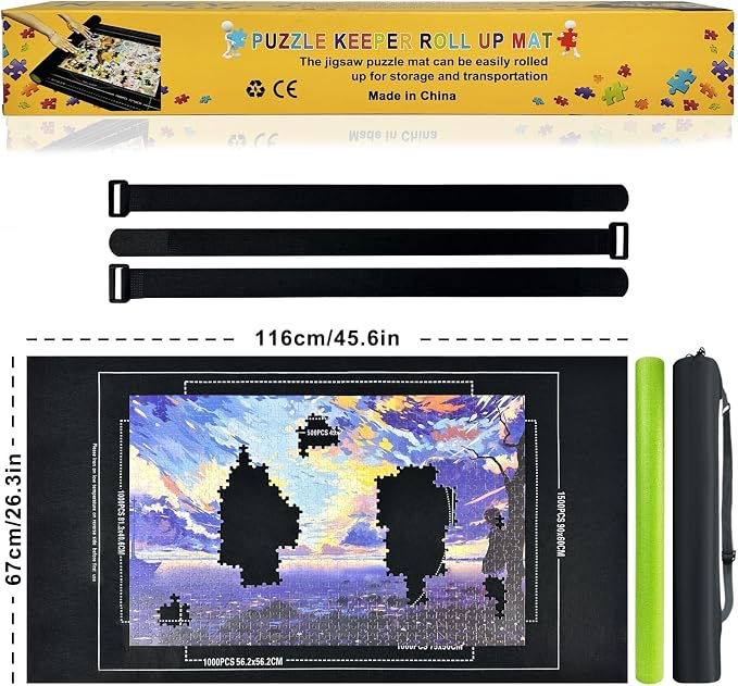 Napzy Puzzle Mat, Jigsaw Matt Rollup 8PCS Sorting Trays Up to 1500pcs Puzzles - Image 2