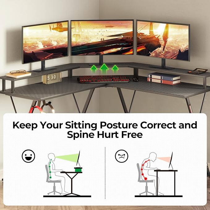 SEVEN WARRIOR L Shaped Gaming Desk - Image 6