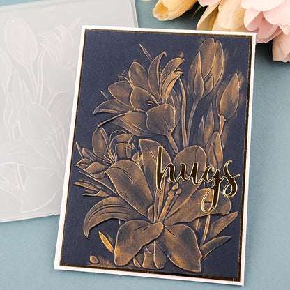 BAOFALI 3D Embossing Folder for Card Making, Lily Flowers Clear Plastic Texture - Image 9