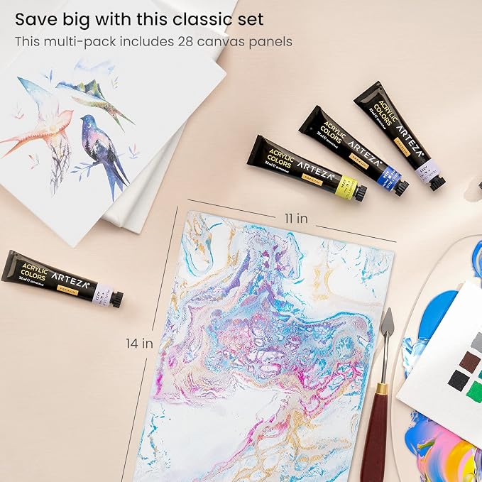 ARTEZA Canvas Boards for Painting, 11 x 14 Inches, Blank White Canvas Panels - Image 3