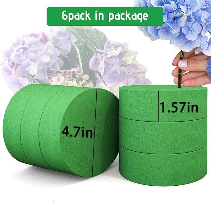 Max Shape 6Pcs Floral Foam Round Blocks, Large Wet and Dry Green Foam - Image 2