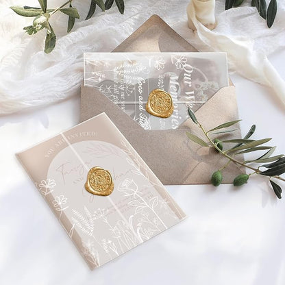 HAUTOCO 50 Pack Vellum Jackets for 5x7 Invitations, Pre-Folded Translucent - Image 2