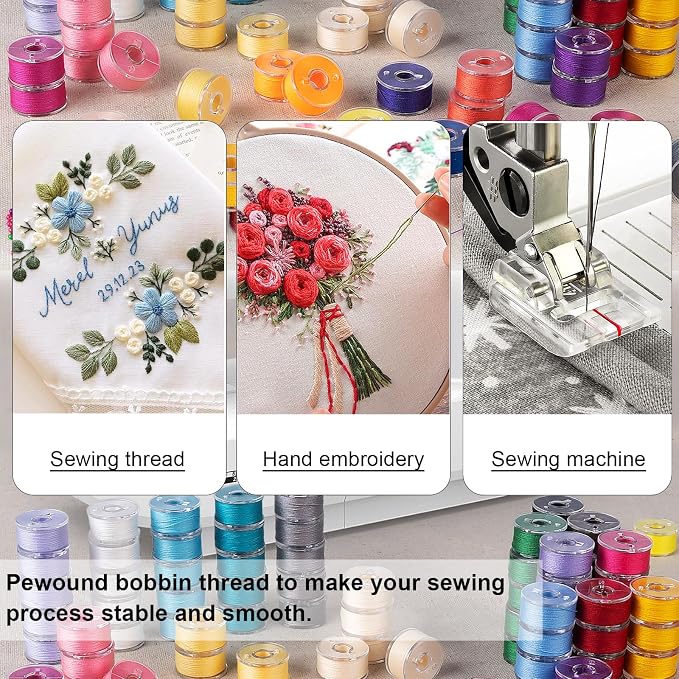 103 Pcs 36 Color Sewing Machine Thread & Prewound Bobbins Size A, 700 Yard - Image 4