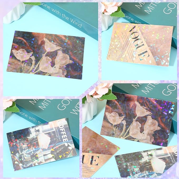 60 Sheets Holographic Laminate Sheets Clear Glitter A4 Size Vinyl Sticker Paper - Image 6