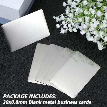 30 Pieces 304 Stainless Steel Metal Business Cards Blank Steel Laser Engraving - Image 3