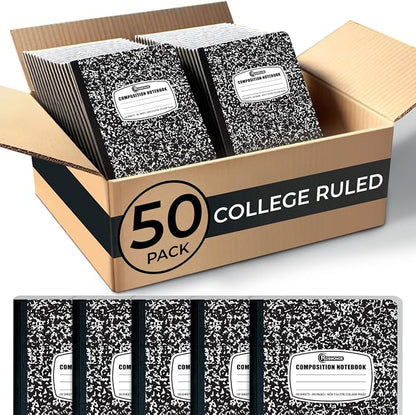 Rosmonde 50 Pack Bulk Composition Notebooks College Ruled, 200 Pages, 9-3/4 x by Rosmonde