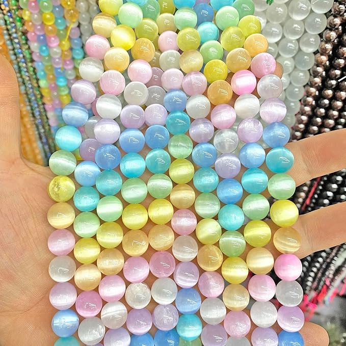 45PCS 8MM Natural Stone Colorful Selenite Gypsum Beads Round Loose Beads - Image 5