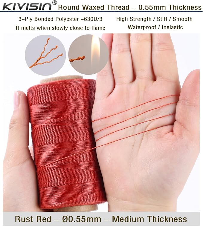 Sturdy Bonded Waxed Polyester Thread, 437 Yards Wax String Cord - Image 3