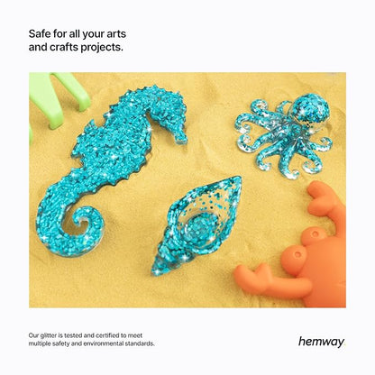Hemway Glitter for Resin 100g Turquoise Blue Holographic Metallic Crystals for - Image 5