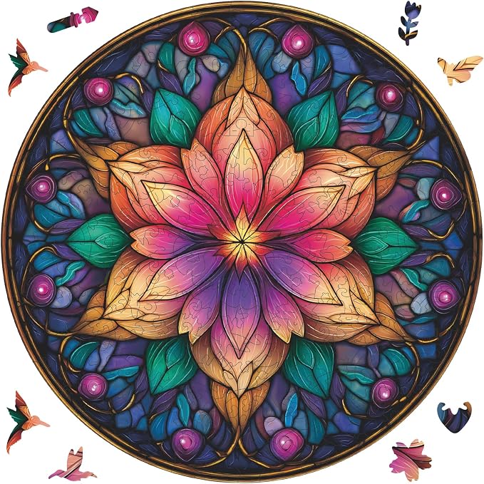 Dream Lotus Wooden Puzzles, 500 Pieces Jigsaw Puzzles 16.5x16.5 inch, Unique by Ixfyloop
