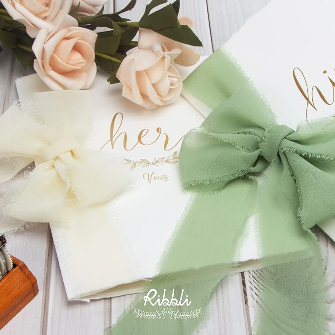 Ribbli Sage Green Chiffon Ribbon - Image 3