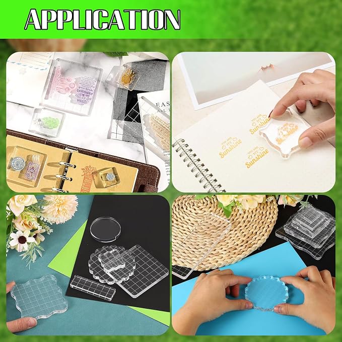 2Pcs Clear Stamp Blocks Set, Square 4 x 4 Inch Acrylic Blocks - Image 5