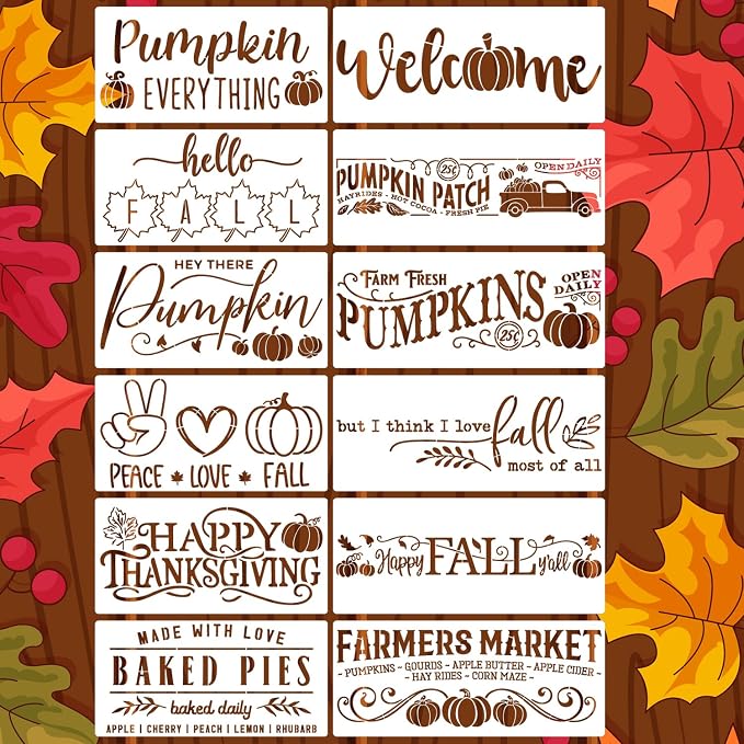 Fall Stencils for Painting on Wood Pumpkin Thanksgiving Stencil Reusable Hello by zosylley