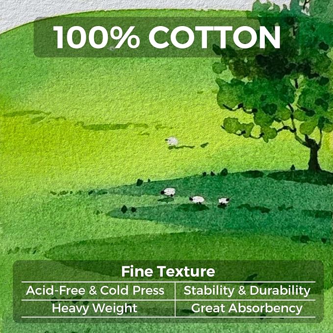 Funto Watercolor Journal 2-Pack, 44 Pages Each, 100% Cotton Hot Press, PU - Image 3