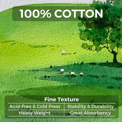 Funto Watercolor Journal 2-Pack, 44 Pages Each, 100% Cotton Hot Press, PU - Image 3