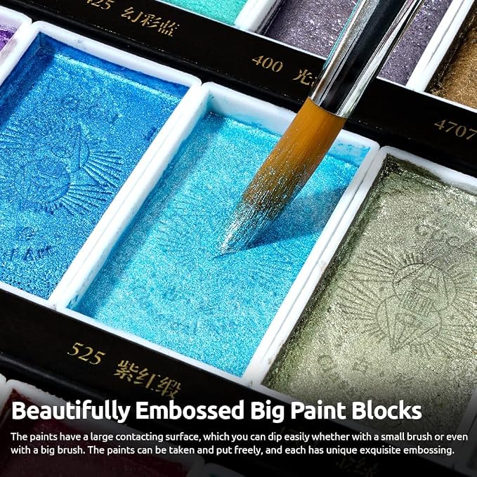 Paul Rubens Watercolor Paint Set, 36 Classical Glittery Colors Solid Paints - Image 5